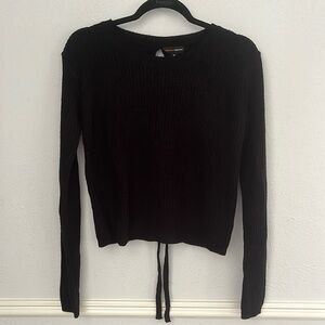 Black lace up back crop top sweater
